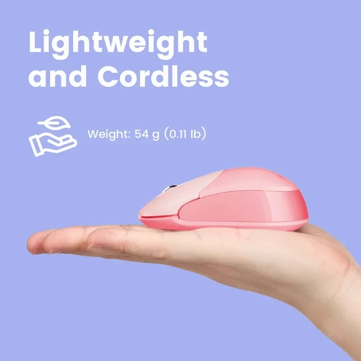 עכבר אלחוטי ארגונומי בצבע ורוד Perixx | PERIMICE-802PK | Bluetooth Pink Portable Mouse