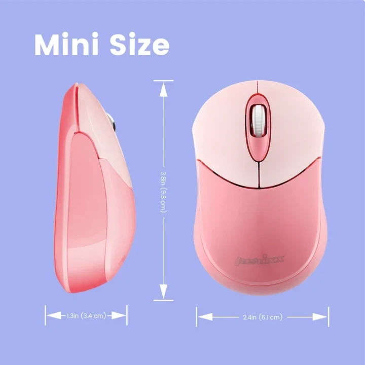 עכבר אלחוטי ארגונומי בצבע ורוד Perixx | PERIMICE-802PK | Bluetooth Pink Portable Mouse