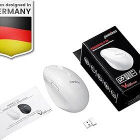 עכבר אלחוטי ארגונומי בצבע לבן Perixx | PERIMICE-719W | Wireless Portable Vertical Mouse - Silent Clicks - Right-Handed Design