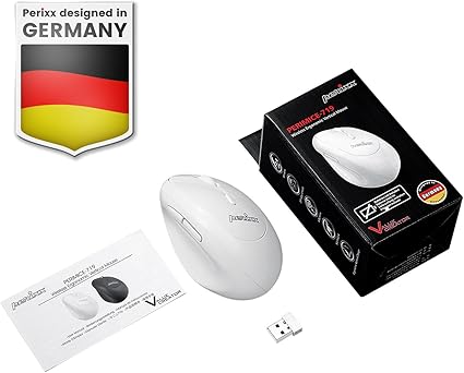 עכבר אלחוטי ארגונומי בצבע לבן Perixx | PERIMICE-719W | Wireless Portable Vertical Mouse - Silent Clicks - Right-Handed Design