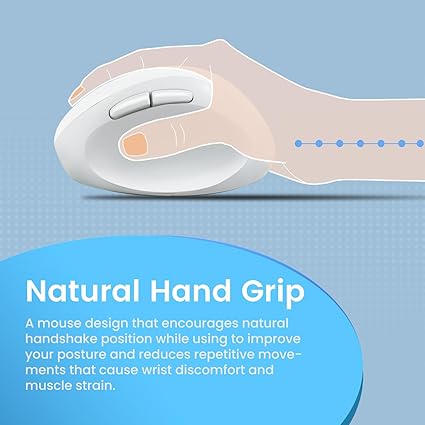 עכבר אלחוטי ארגונומי בצבע לבן Perixx | PERIMICE-719W | Wireless Portable Vertical Mouse - Silent Clicks - Right-Handed Design