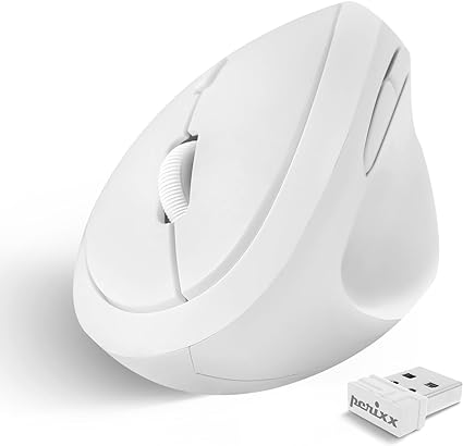 עכבר אלחוטי ארגונומי בצבע לבן Perixx | PERIMICE-719W | Wireless Portable Vertical Mouse - Silent Clicks - Right-Handed Design