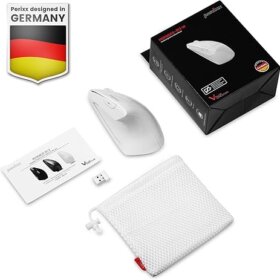 עכבר אלחוטי ארגונומי בצבע לבן Perixx | PERIMICE-813W | Bluetooth & 2.4 G Ergonomic Vertical Mouse 3-in-1 Multi-Device Multi-OS