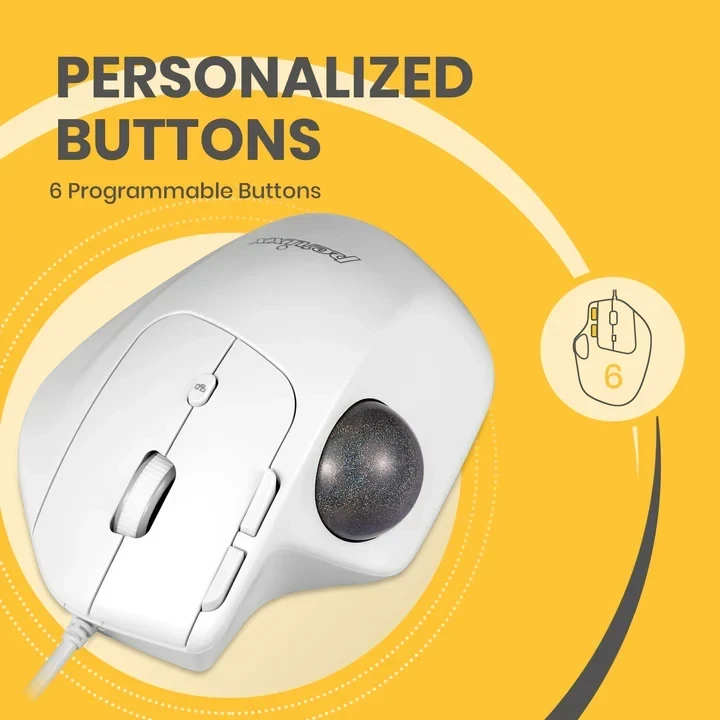 עכבר חוטי ארגונומי בצבע לבן Perixx | PERIMICE-520 | Wired Ergonomic Vertical Trackball Mouse Adjustable Angle Programmable Buttons