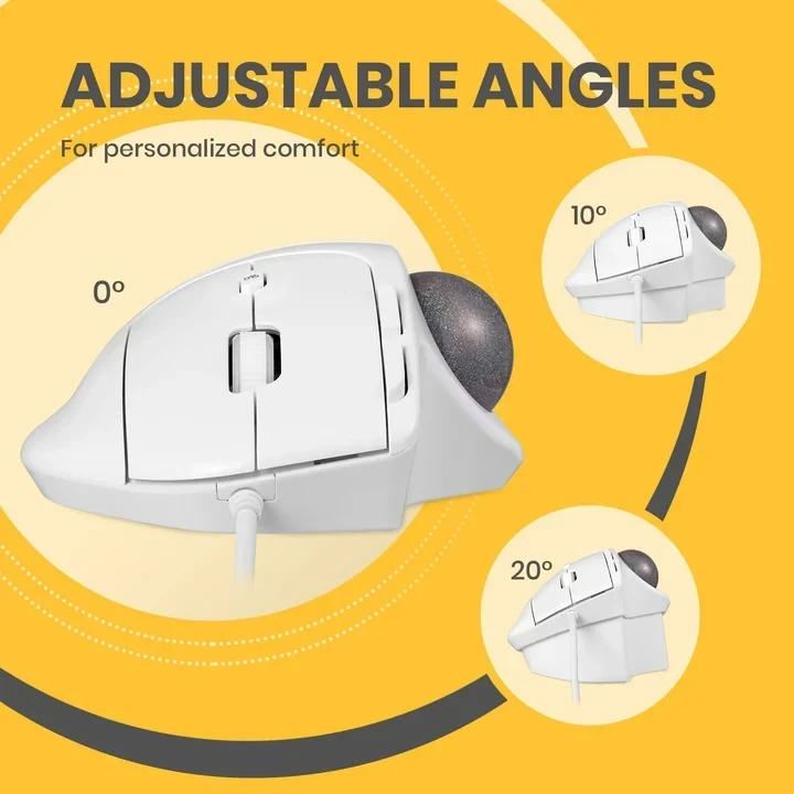 עכבר חוטי ארגונומי בצבע לבן Perixx | PERIMICE-520 | Wired Ergonomic Vertical Trackball Mouse Adjustable Angle Programmable Buttons