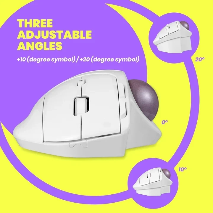 עכבר חוטי ארגונומי בצבע לבן Perixx | PERIMICE-720 | Wireless Dual Ergonomic Trackball Mouse