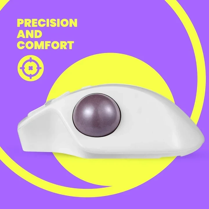 עכבר חוטי ארגונומי בצבע לבן Perixx | PERIMICE-720 | Wireless Dual Ergonomic Trackball Mouse