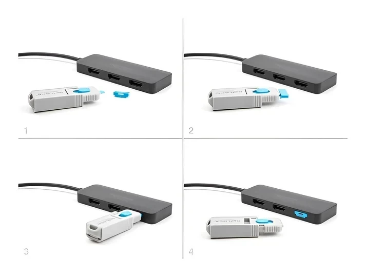 חוסם שקע HDMI סט 4 יח' + כלי נעילה DELOCK | 20924