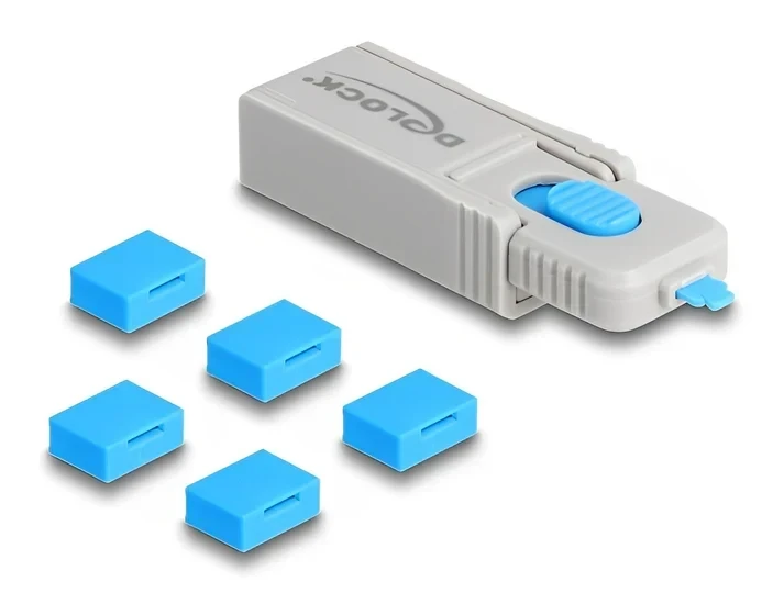 חוסם שקע USB-A סט 5 יח' + כלי נעילה DELOCK | 20923