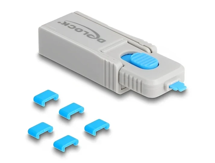 חוסם שקע USB-C סט 5 יח' + כלי נעילה DELOCK | 20926
