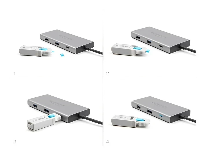 חוסם שקע USB-C סט 5 יח' + כלי נעילה DELOCK | 20926