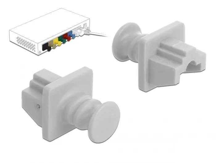 כיסוי נגד אבק עבור שקע רשת RJ45 עם אחיזה סט 10 יח' צבע לבן DELOCK | 86507