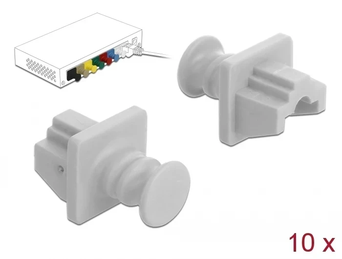 כיסוי נגד אבק עבור שקע רשת RJ45 עם אחיזה סט 10 יח' צבע לבן DELOCK | 86507