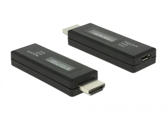 טסטר HDMI 4K עם תצוגת OLED בודק מידה EDID בצבע שחור DELOCK | 63327