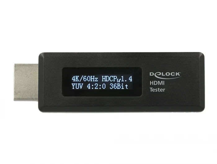 טסטר HDMI 4K עם תצוגת OLED בודק מידה EDID בצבע שחור DELOCK | 63327