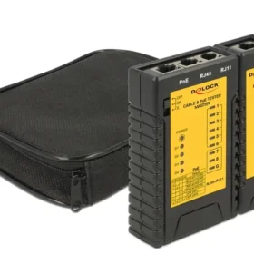 טסטר לבדיקת כבלי רשת PoE / RJ12 / RJ45 בצבע שחור DELOCK | 86107