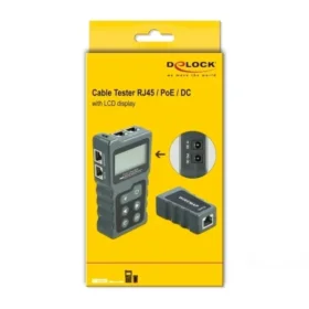 טסטר מקצועי לבדיקת כבלי רשת RJ45 / PoE / DC עם צג LCD בצבע שחור DELOCK | 63110