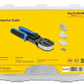 לוחץ כבל רשת RJ45 Crimp+Cut עבור תקע רשת PASS-THROUGH בצבע תכלת DELOCK | 86450