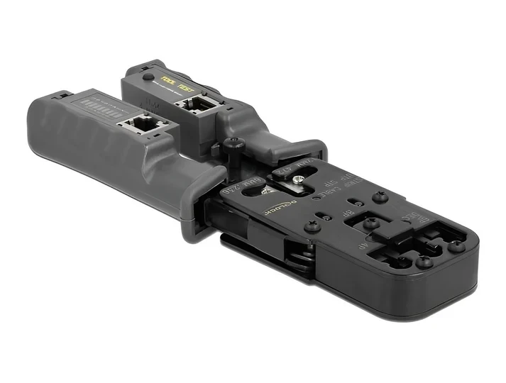 לוחץ כבל רשת או טלפון מקצועי RJ45+RJ10+RJ12/11+6P DEC משולב עם טסטר לבדיקת כבלי רשת DELOCK | 90511