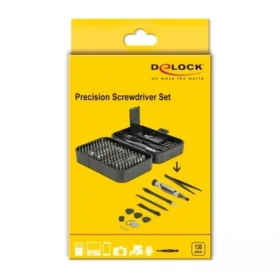 ערכת ביטים מדויקים S2 tool steel סט 130 יח' בצבע שחור DELOCK | 64167