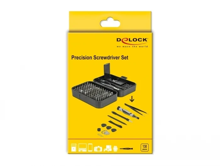 ערכת ביטים מדויקים S2 tool steel סט 130 יח' בצבע שחור DELOCK | 64167
