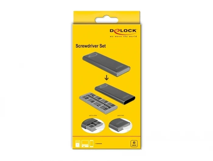 ערכת ביטים מדויקים S2 tool steel סט 49 יח' בצבע שחור DELOCK | 64126