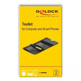 ערכת מברגים CrV steel למחשבים וסמארטפונים סט 13 יח' בצבע שחור DELOCK | 64067