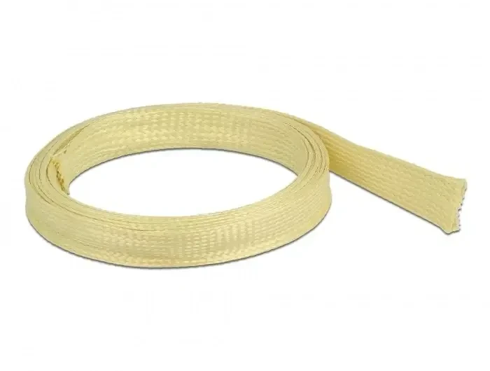שרוול גמיש סיבים Aramid להגנת כבלים עמיד בטמפרטורה 170°C- עד 250°C אורך 2 מטר בצבע צהוב DELOCK | 20800