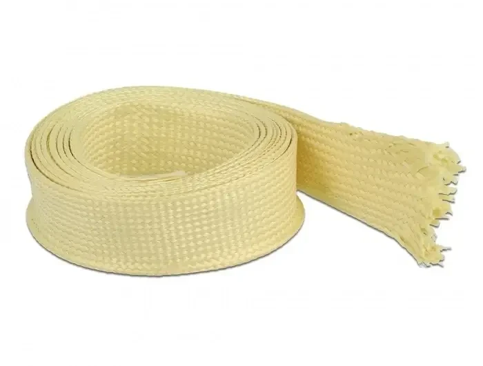 שרוול גמיש סיבים Aramid להגנת כבלים עמיד בטמפרטורה 170°C- עד 250°C אורך 2 מטר בצבע צהוב DELOCK | 20801