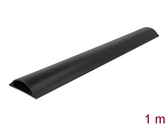 תעלת דריכה PVC דקורטיבית לכבלים עם פס דבק צבע שחור אורך 1 מטר DELOCK | 20711