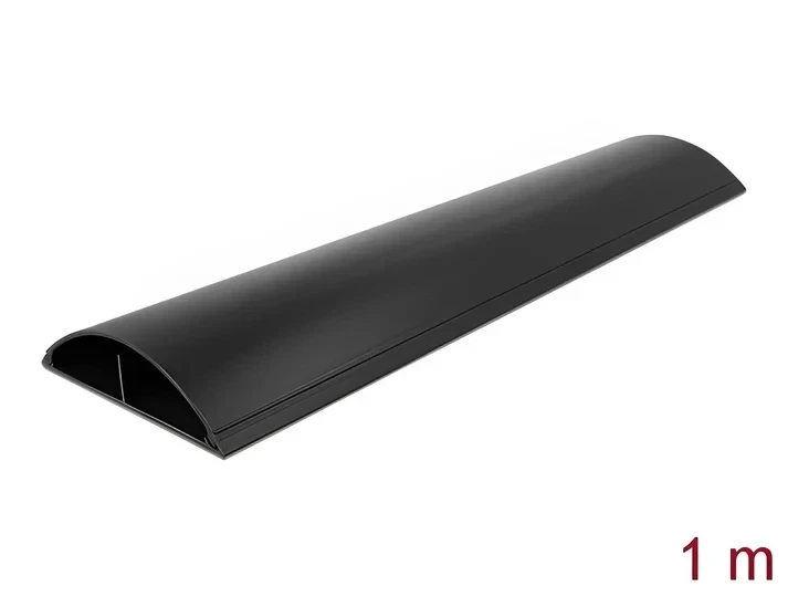 תעלת דריכה PVC דקורטיבית לכבלים עם פס דבק צבע שחור אורך 1 מטר DELOCK | 20713