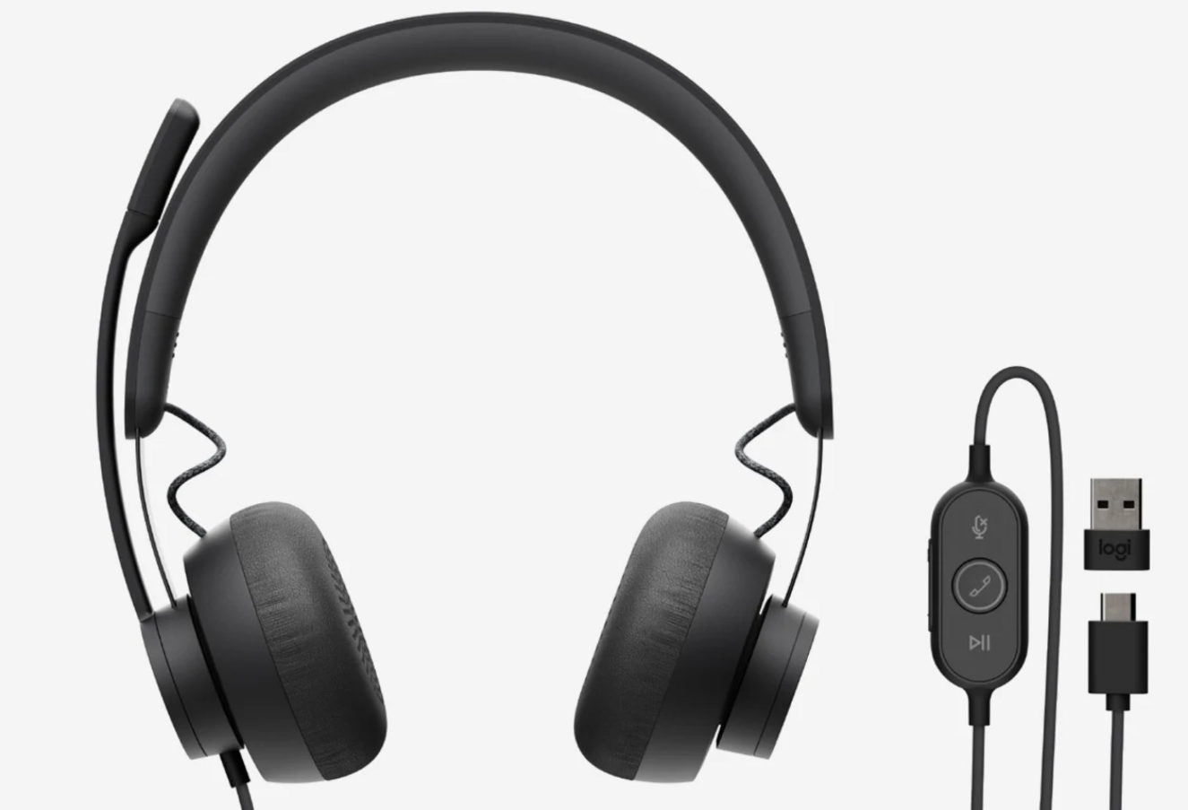 אוזניות מקצועיות כולל מיקרופון חיבור USB-C/USB אלחוטי כולל כבל באורך 1 מטר Logitech | Zone 750