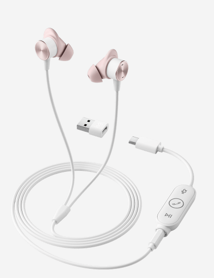 אוזניות מקצועיות כולל מיקרופון חיבור USB-C/USB/AUX חוטי כולל כבל באורך 1.45 מטר Logitech | Zone Wired Earbuds