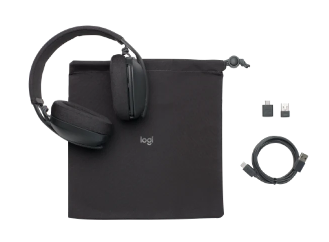 אוזניות מקצועיות כולל מיקרופון חיבור USB-C/USB/Bluetooth אלחוטי כולל כבל באורך 1.3 מטר Logitech | Zone Vibe 125