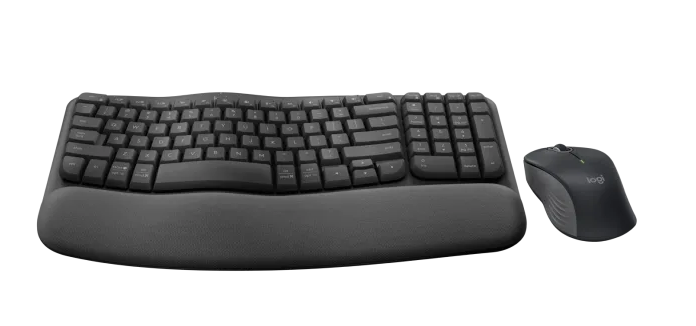 מקלדת ועכבר ארגונומיים הכולל 3 לחצנים חיבור USB אלחוטי טווח 10 מטר Logitech | Wave Keys MK670 Combo