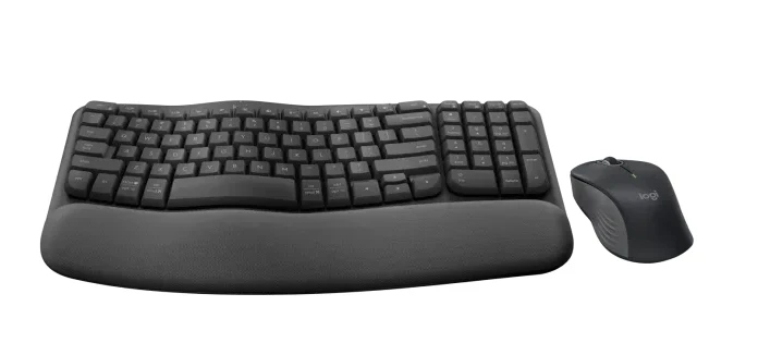 מקלדת ועכבר ארגונומיים הכולל 3 לחצנים חיבור USB אלחוטי טווח 10 מטר Logitech | Wave Keys MK670 Combo