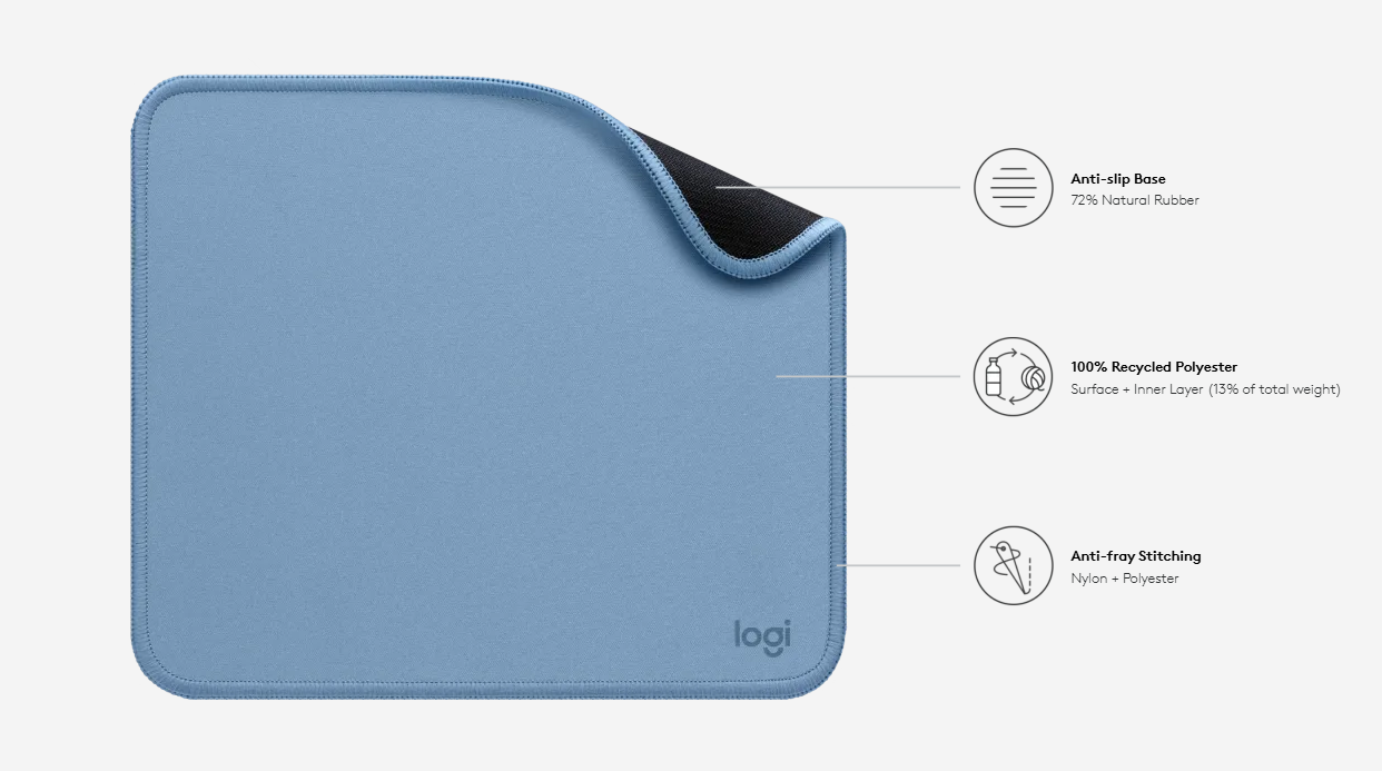 פד לעכבר לגלישה נוחה במגוון צבעים לבחירה Logitech | MOUSE PAD - Studio Series