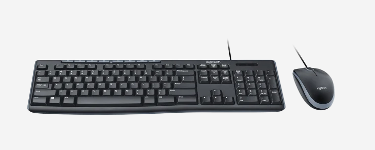 קיט מקלדת + עכבר הכולל 3 לחצנים חיבור USB חוטי טווח 10 מטר Logitech | MK200 Media Corded Keyboard and Mouse Combo