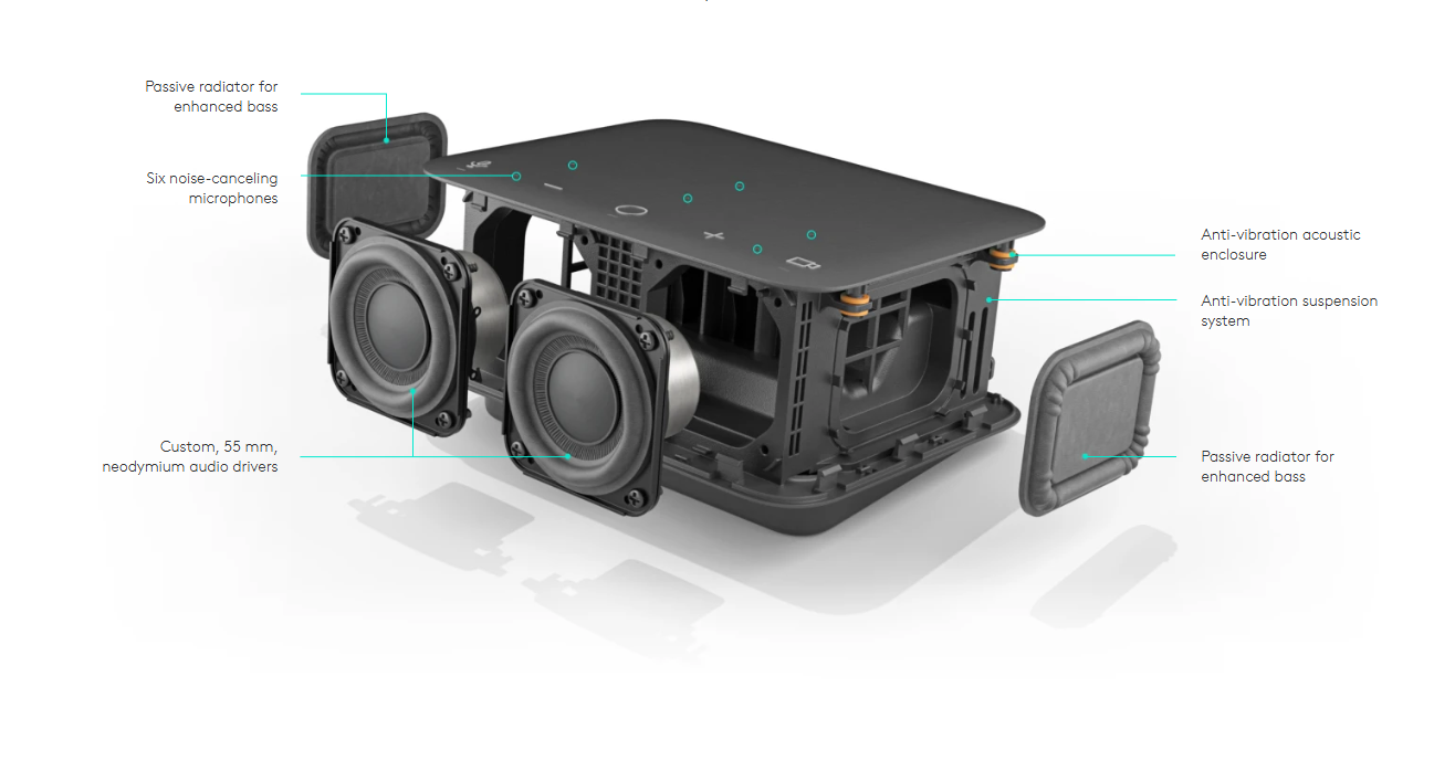 רמקולים למחשב עם תחנת עגינה של חיבורי All-in-one USB-C חיבור בלוטוס Logitech | Logi Dock