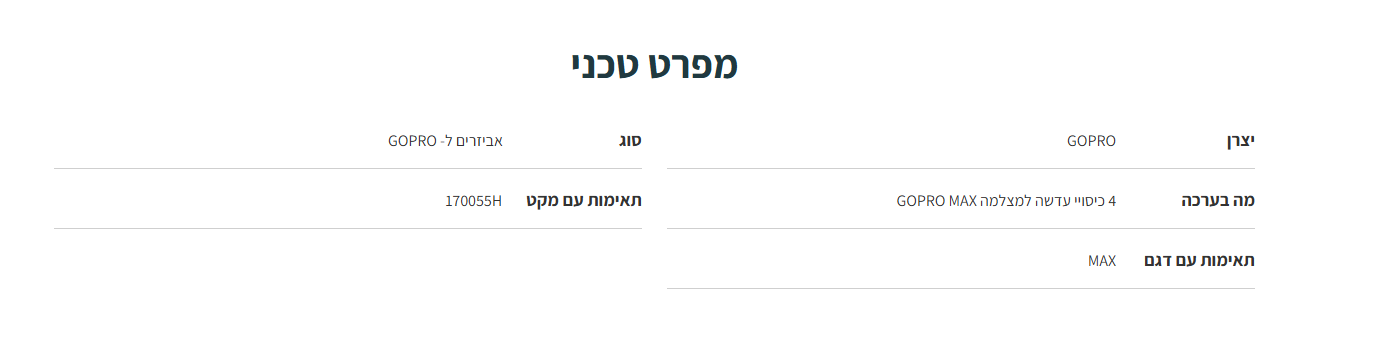4 כיסויי עדשה למצלמת GoPro Max הגנה מפני חול מים ואבק GoPro | 171051H