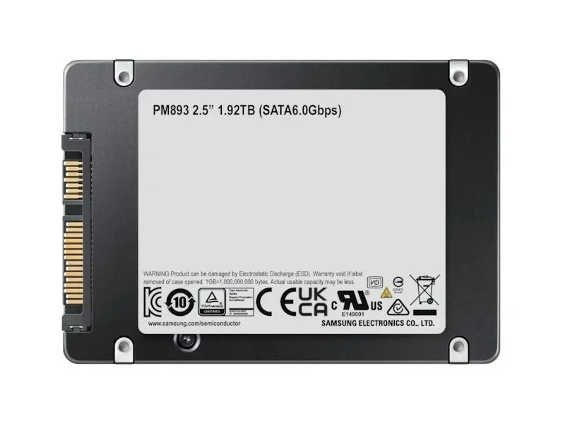 זיכרון SSD פנימי PM893 1.92TB 2.5" SSD SATA 6G Read Intensive DWPD 1 בצבע שחור Samsung | MZ7L31T9HBLT-00A07