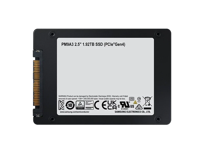 זיכרון SSD פנימי PM9A3 NVMe® U.2 1.92TB בצבע שחור Samsung | MZ-QL21T900