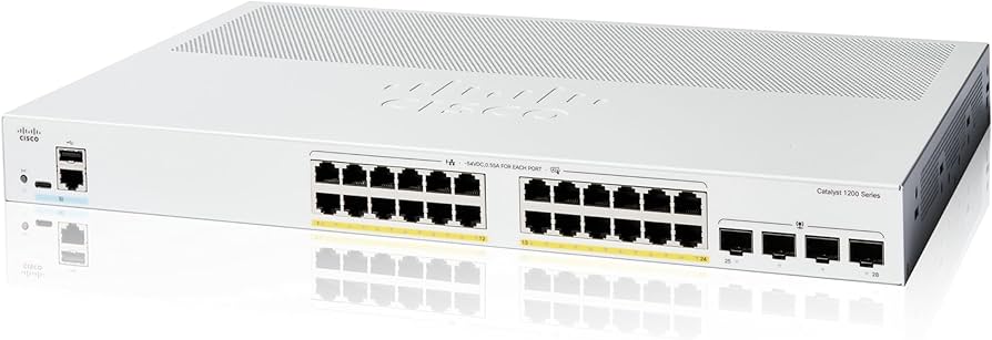 מתג סיסקו 24 יציאות מתג שולחני Cisco | C1200-24P-4G | PoE | 24-Port Switch | Catalyst 1200 Series