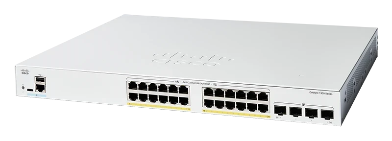 מתג סיסקו 24 יציאות מתג שולחני Cisco | C1300-24FP-4G | PoE | 24-Port Switch | Catalyst 1300 Series