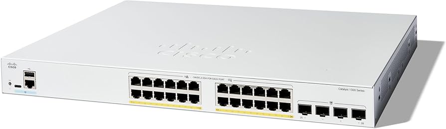 מתג סיסקו 24 יציאות מתג שולחני Cisco | C1300-24P-2G | PoE | 24-Port Switch | Catalyst 1300 Series