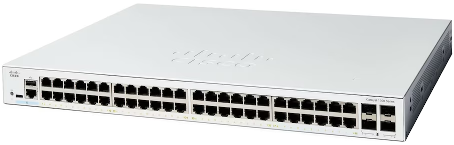 מתג סיסקו 48 יציאות מתג שולחני Cisco | C1300-48FP-4G | PoE | 48-Port Switch | Catalyst 1300 Series