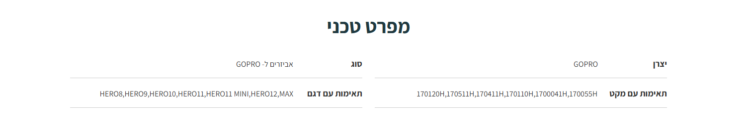 תושבת הברגה מתקפלת חליפית למצלמות HERO8/9/10/11/12/Max מאפשר חיבור למגוון אביזרים GoPro | 171067H