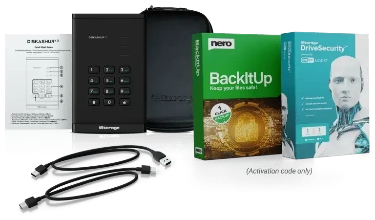 כרטיס לזיכרון נייד מוצפן מעוצב iStorage IS-DA3-256-B diskAshur3 HDD 256-bit - Black