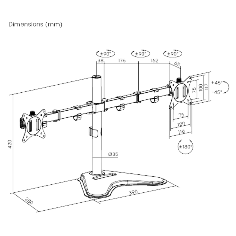 Adjustable dual monitor stand – תמונה 2