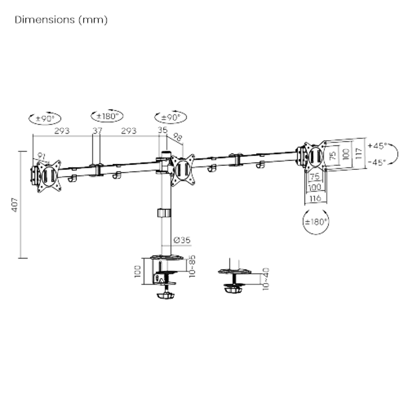 Triple Monitors Mount – תמונה 3